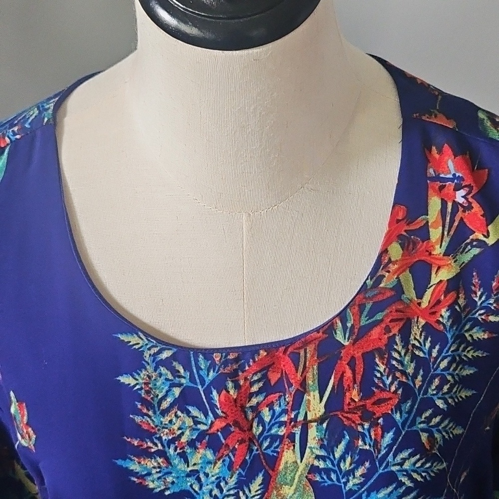 City Streets Purple/Blue Cold Shoulder Floral Print Dress - Picture 3 of 9